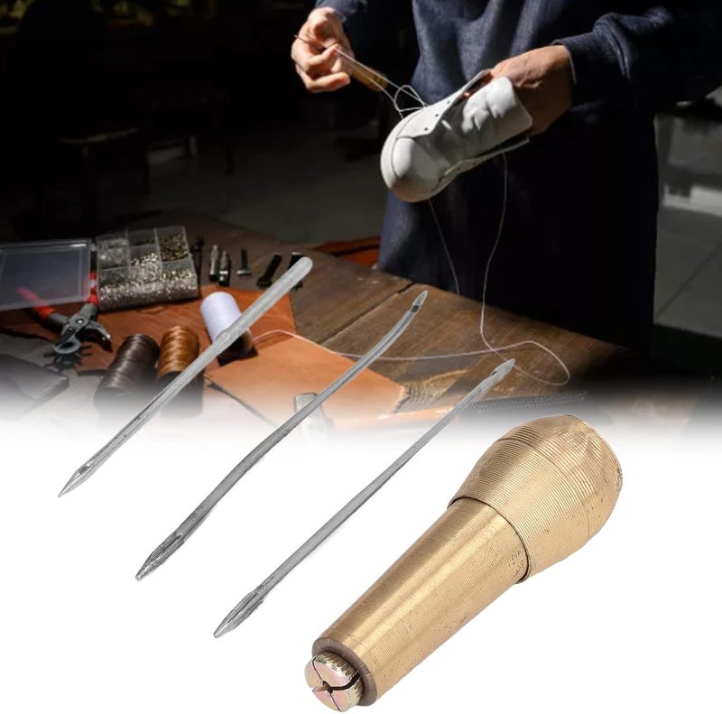 Chazcool Sewing Awl, Leather Sewing Awl Needle with Copper Handle, Speedy Stitcher Sewing Awl Kit for Handmade Leather Sewing Tools Shoe and Leather Repair, Leather Sewing Awl - Image 2